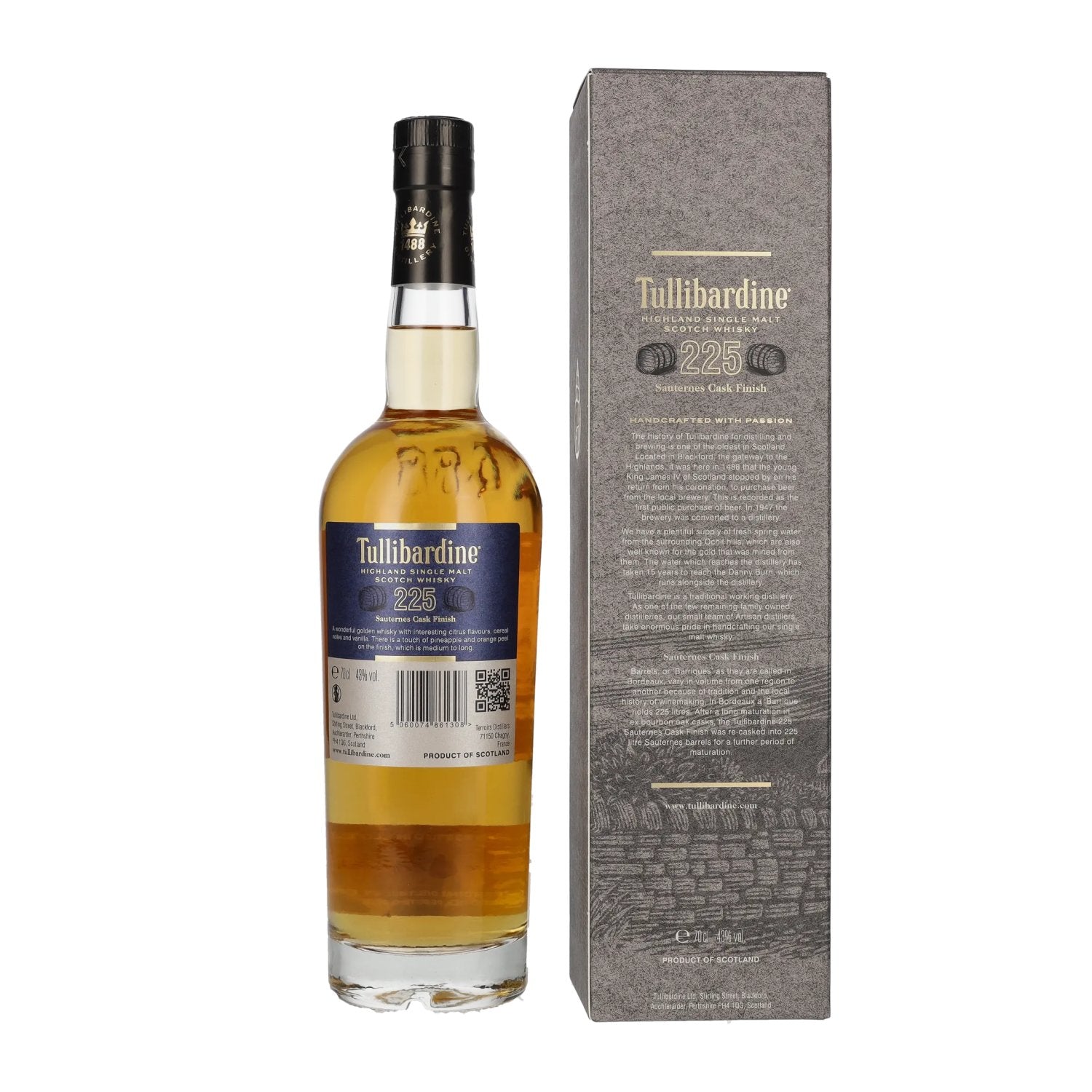 Tullibardine 225 Sauternes Finish Highland Single Malt Scotch Whisky 43% Vol. 0,7l in Geschenkbox