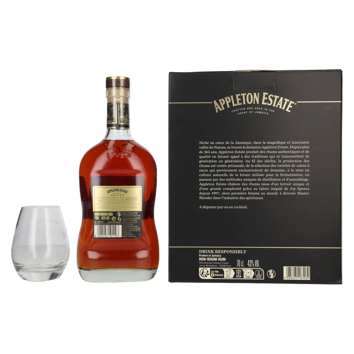 Appleton Estate 12 Years Old Rare Casks Jamaica Rum 43% Vol. 0,7l in Geschenkbox mit 2 Gläsern
