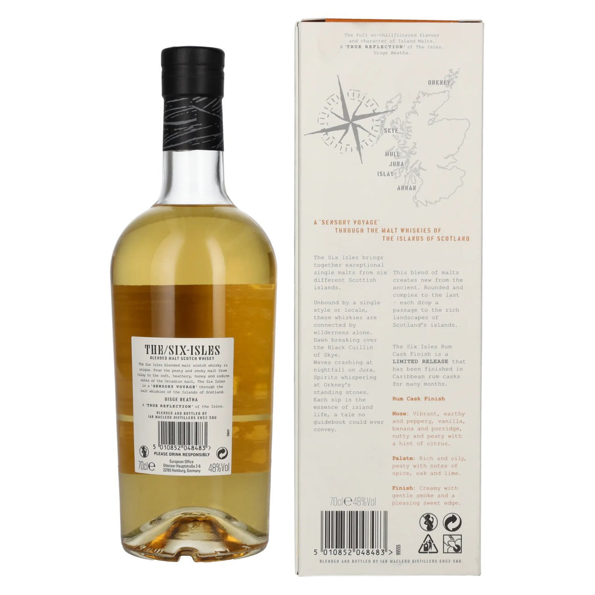 The Six Isles Blended Malt Scotch Whisky RUM CASK FINISH Limited Release 48% vol. 0,7l en coffret cadeau