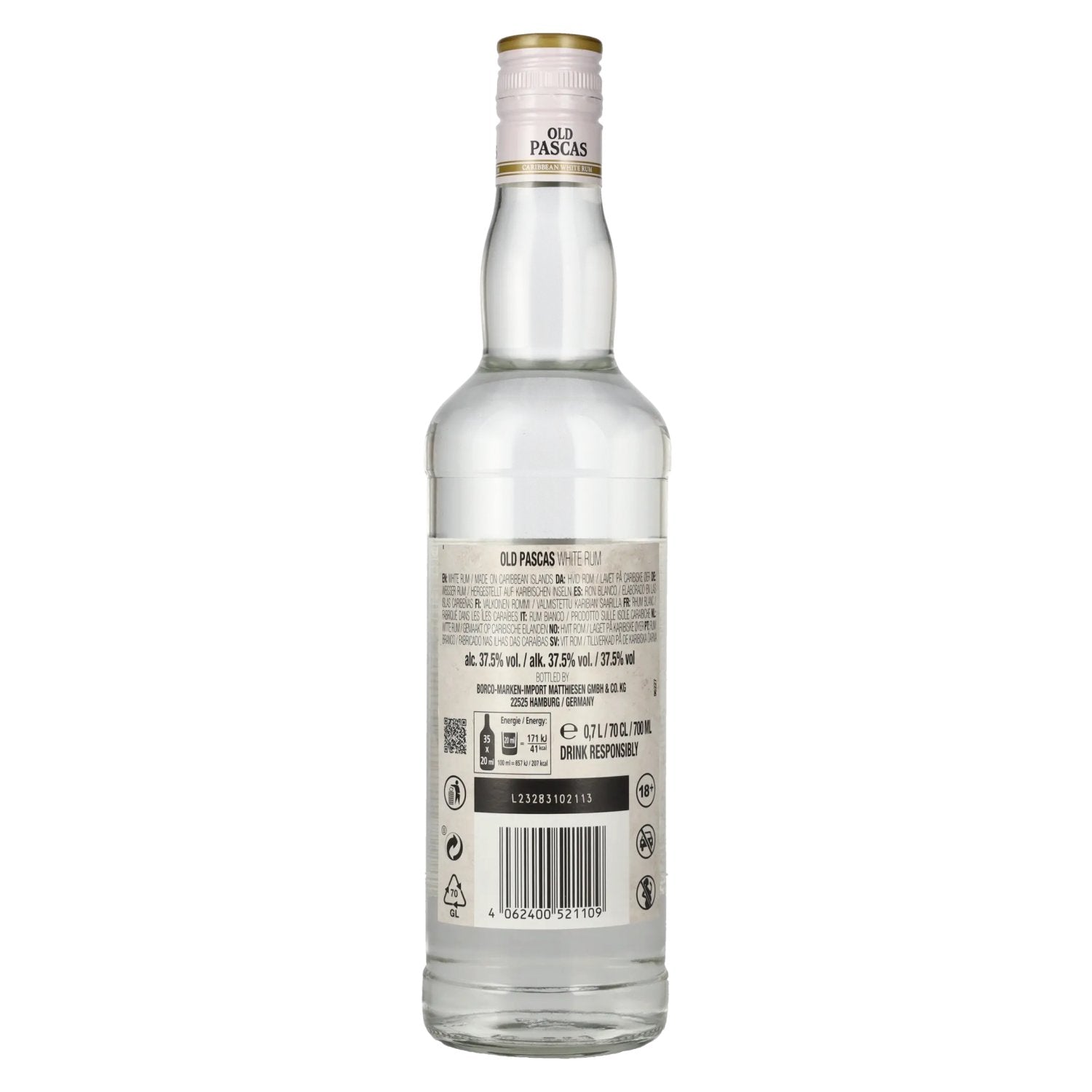 Old Pascas Caribbean White Rum 37,5% Vol. 0,7l