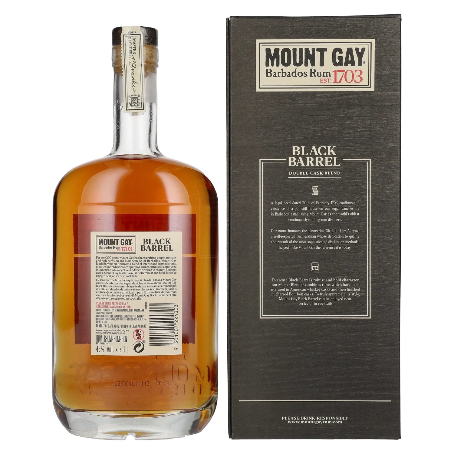 Mount Gay 1703 BLACK BARREL Barbados Rum 43% Vol. 1l in Geschenkbox