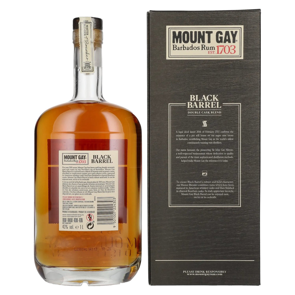 Mount Gay 1703 BLACK BARREL Barbados Rum 43% Vol. 1l in gift box