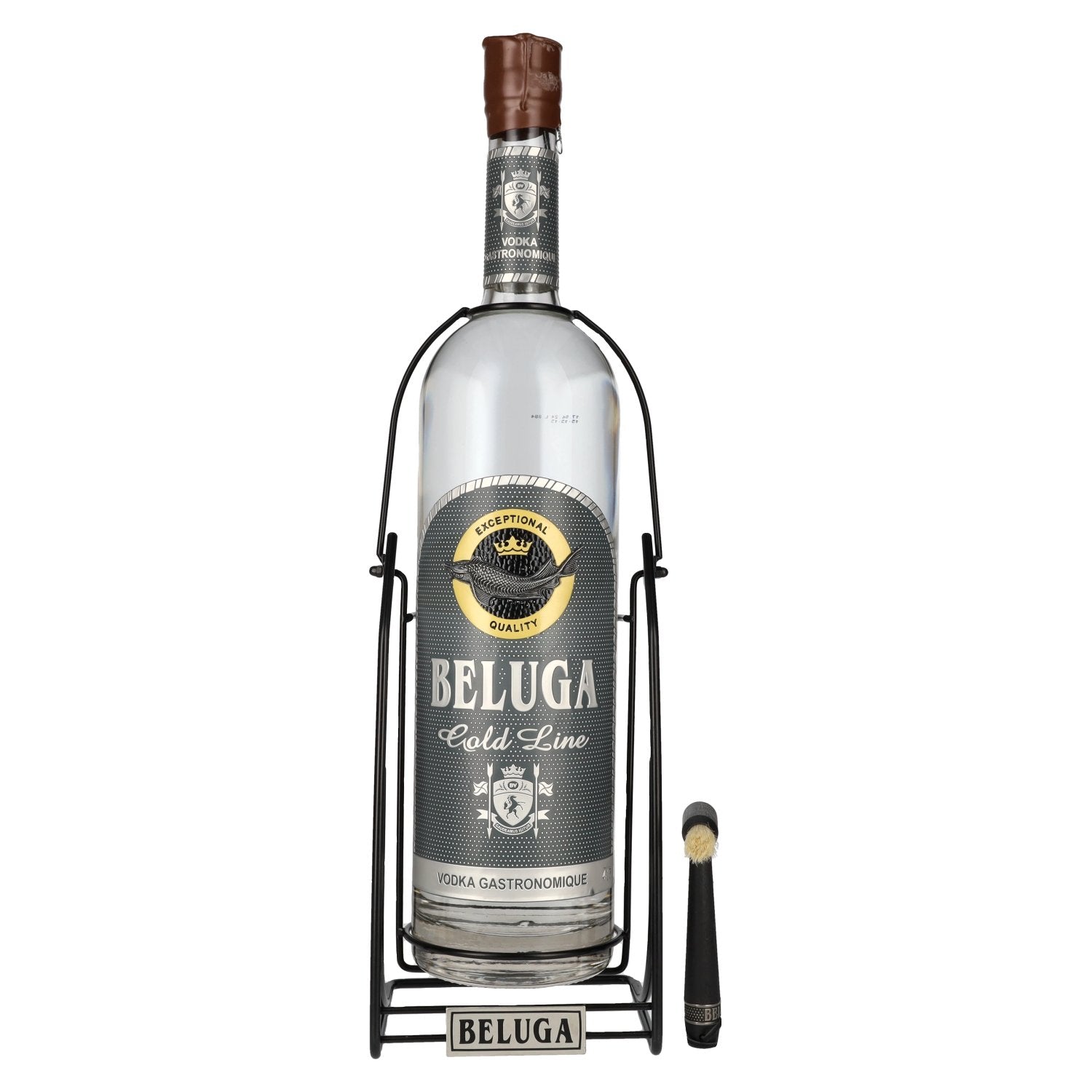 Beluga Gold Line Vodka Montenegro 40% Vol. 3l in Geschenkbox mit Schwenkständer und Pinsel