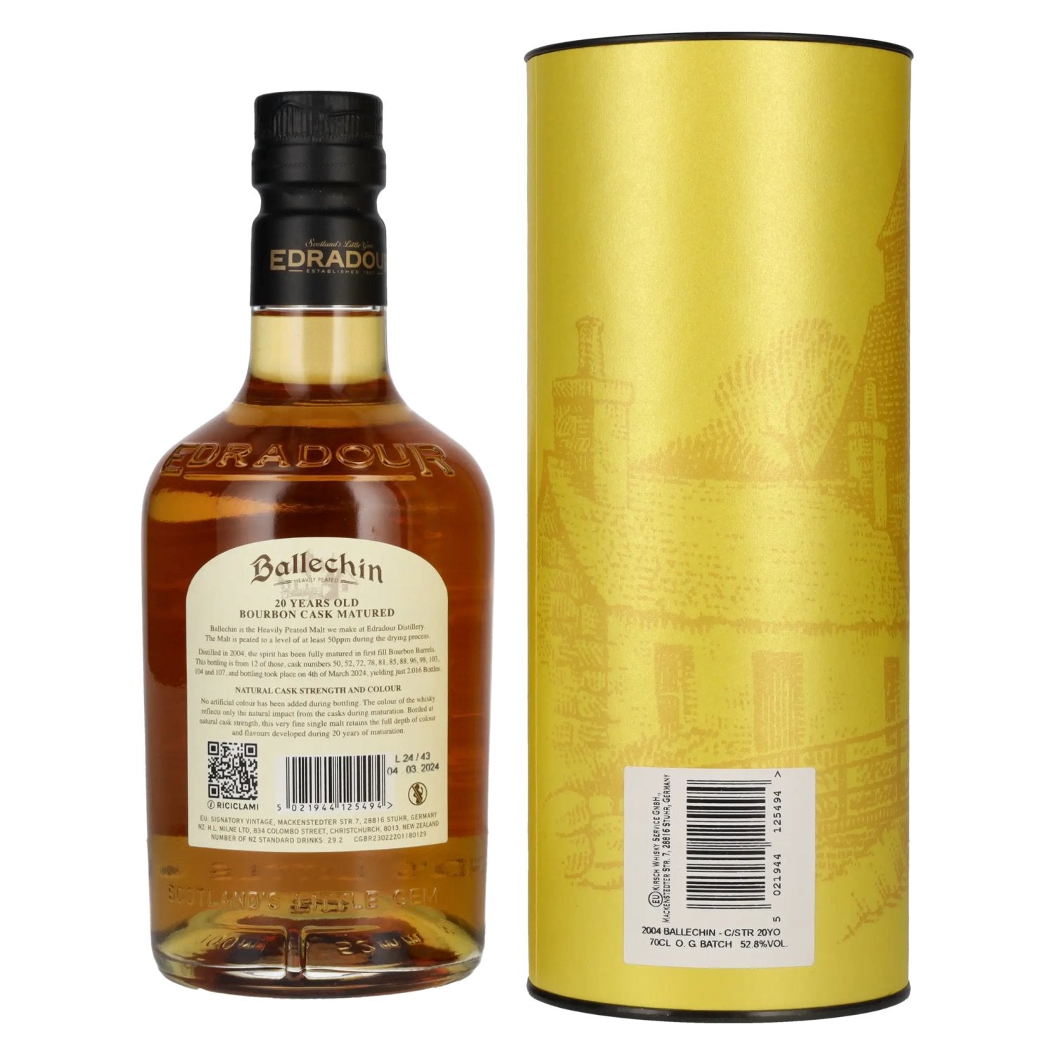 Edradour Ballechin 20 Years Old Bourbon Barrel Highland Single Malt Cask Strength 52,8% Vol. 0,7l en coffret cadeau