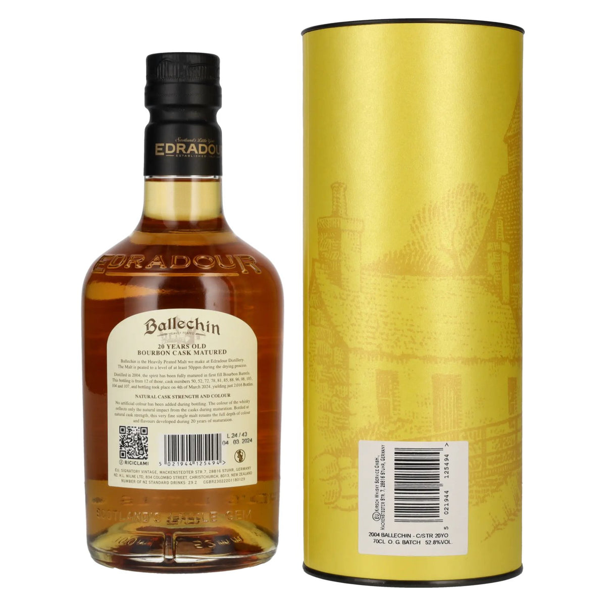 Edradour Ballechin 20 Years Old Bourbon Barrel Highland Single Malt Cask Strength 52,8% Vol. 0,7l en coffret cadeau