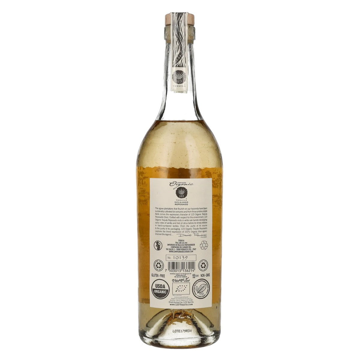 Tequila 123 DOS Reposado 100% de Agave Organic 40% Vol. 0,7l