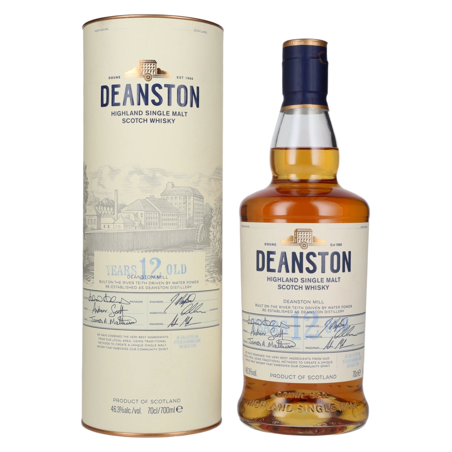 Deanston 12 Years Old Highland Single Malt 46,3% Vol. 0,7l en boîte cadeau
