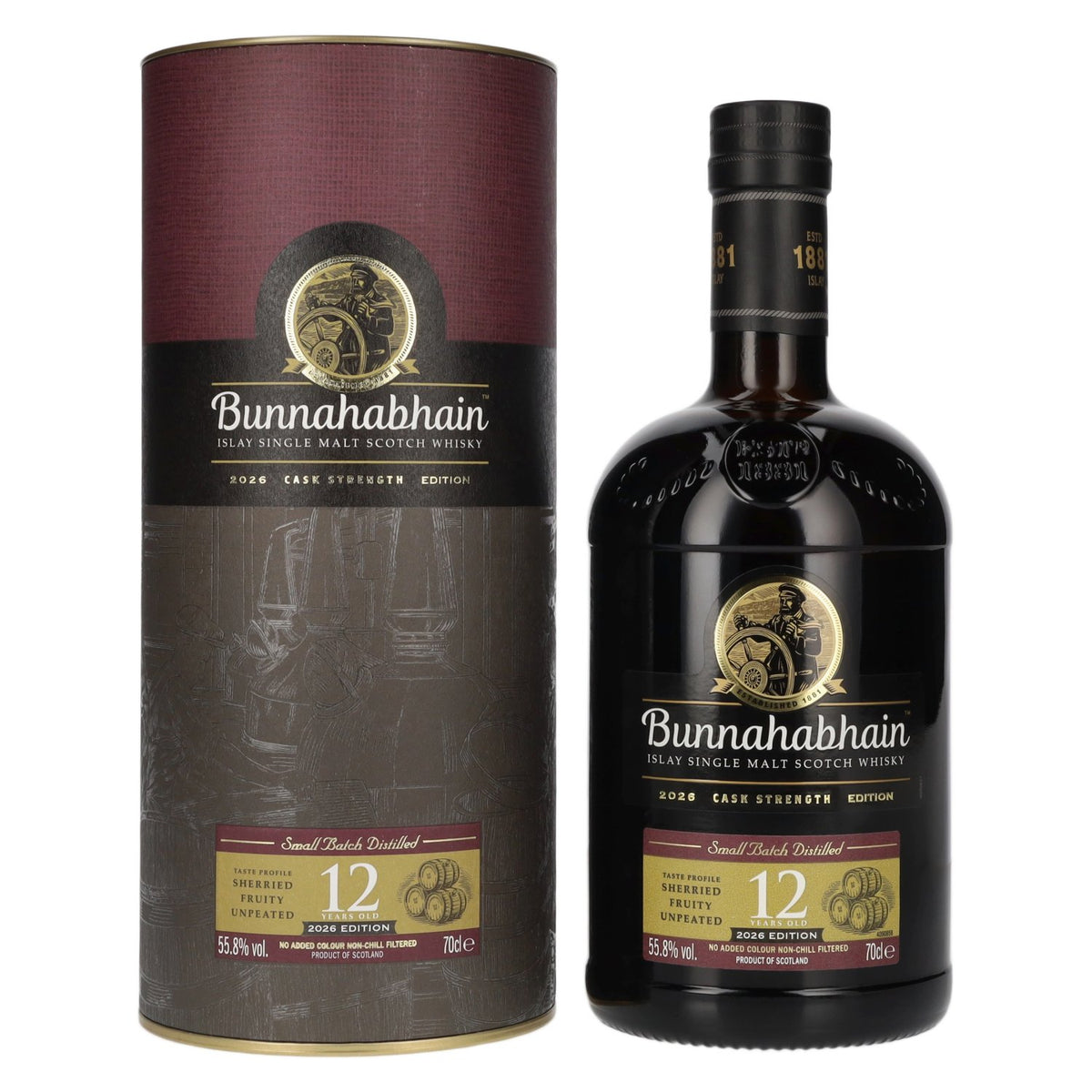 Bunnahabhain 12 Years Old Islay Single Malt Cask Strength Edition 2026 55,8% Vol. 0,7l in Geschenkbox