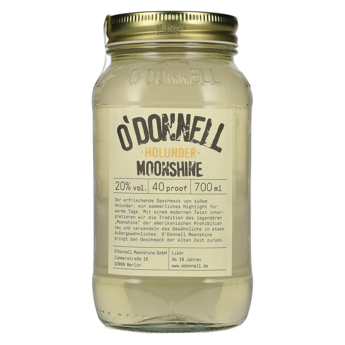 Liqueur O'Donnell Moonshine au sureau, 20 % vol., 0,7 l
