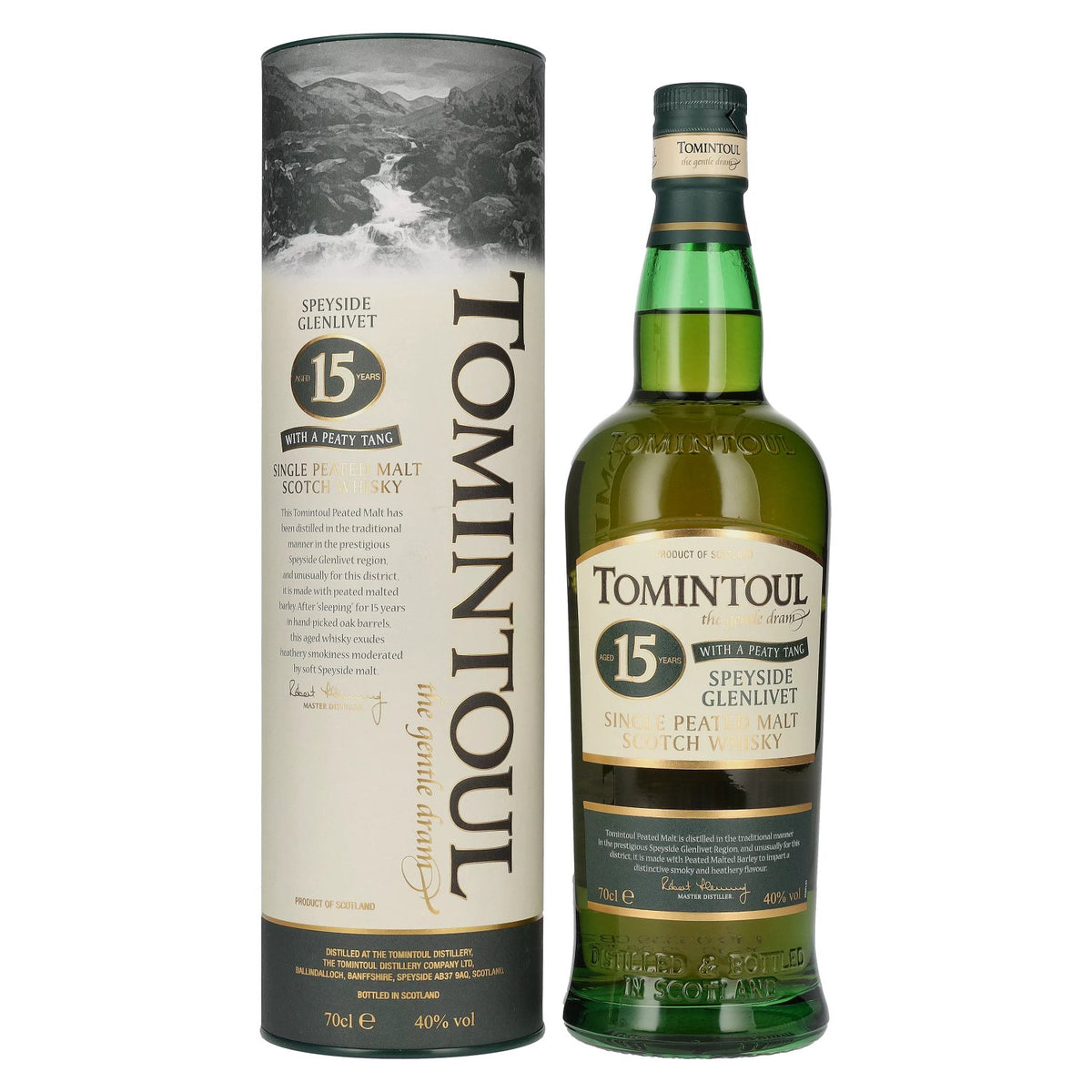 Tomintoul 15 Years Old WITH A PEATY TANG 40% Vol. 0,7l en boîte cadeau