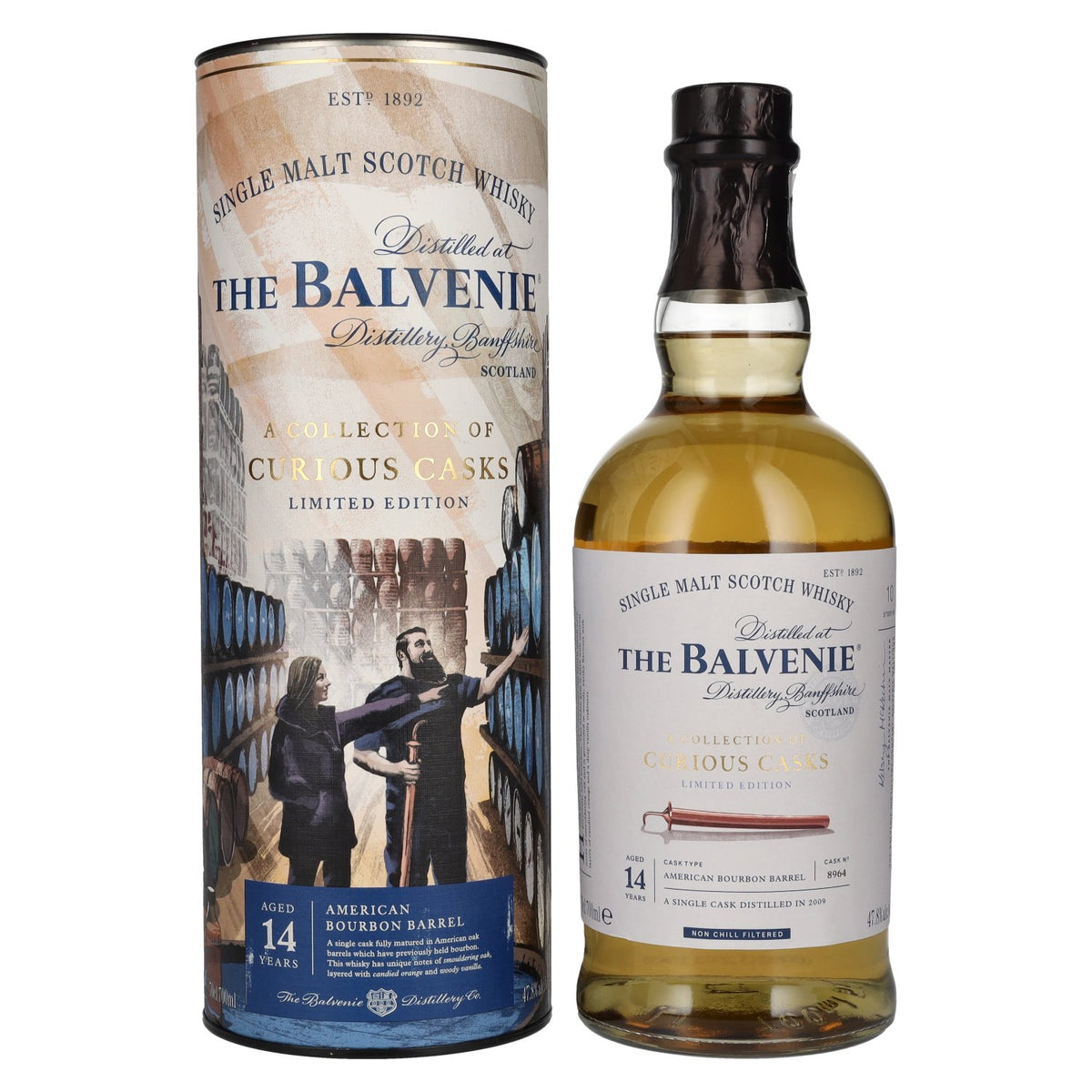 The Balvenie 14 Years Old A Collection of Curious Casks AMERICAN BOURBON BARREL 47,8% Vol. 0,7l en coffret cadeau