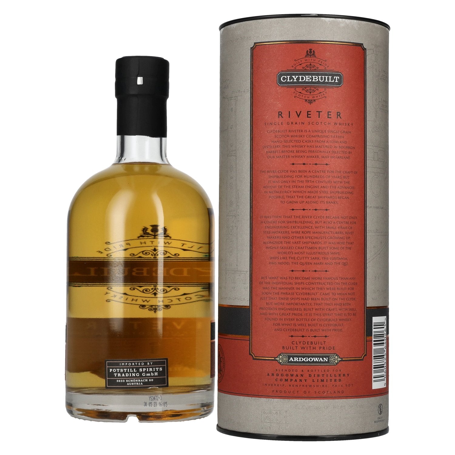 Ardgowan Clydebuilt RIVETER Single Grain Scotch Whisky 50% vol. 0,7l en boîte cadeau