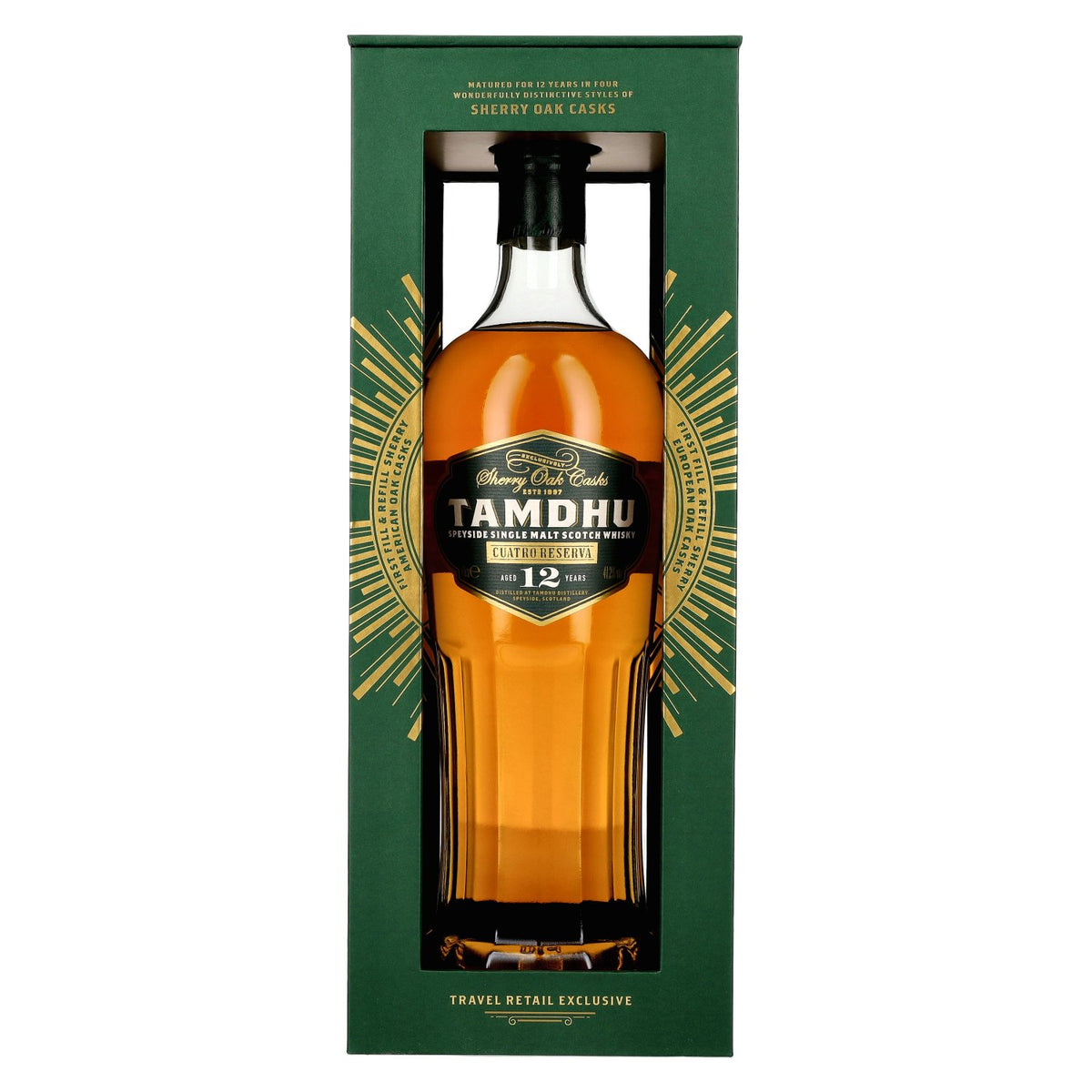 Tamdhu 12 ans d'âge CUATRO RESERVA, single malt du Speyside, 41,2 % vol., 0,7 l, dans un coffret cadeau