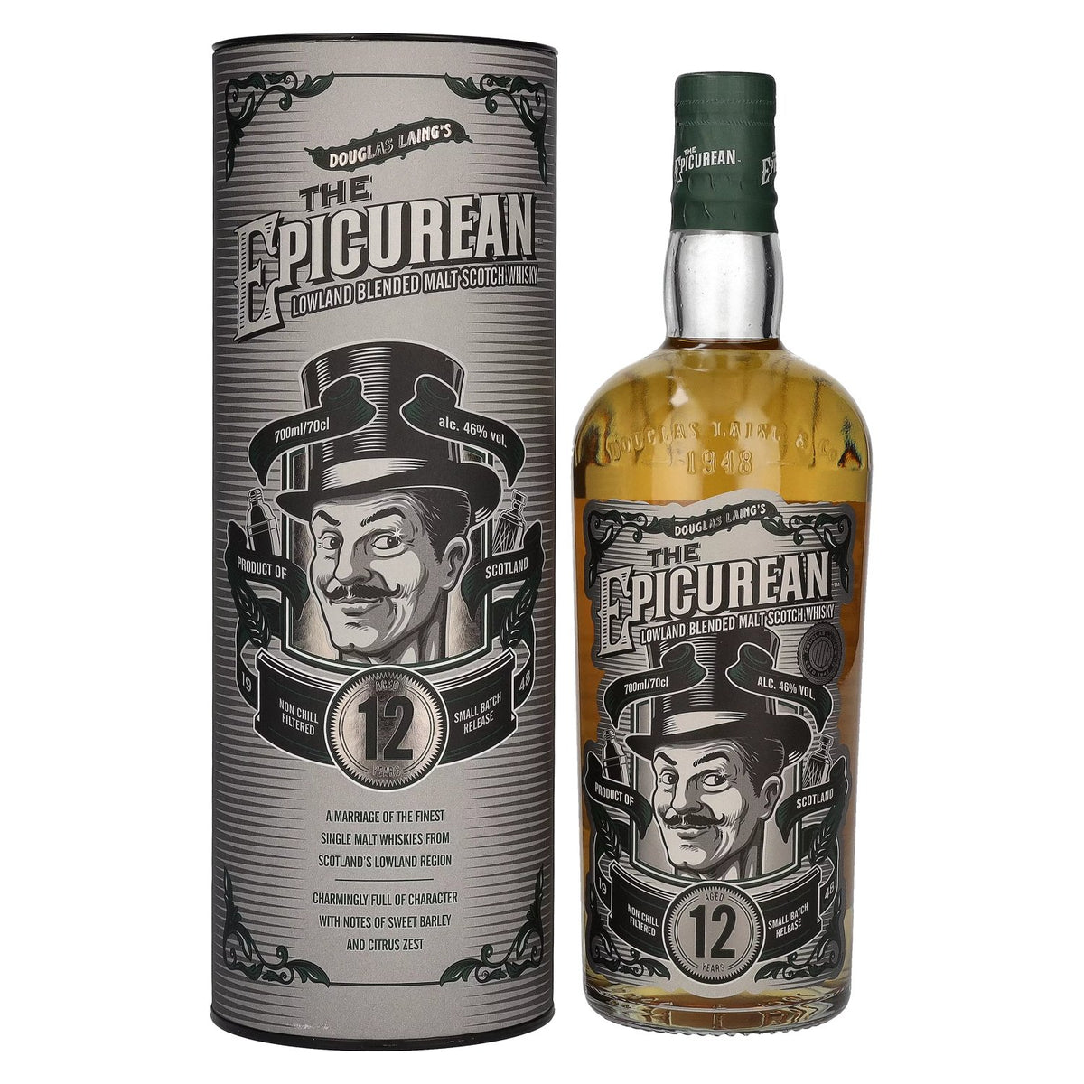 Douglas Laing THE EPICUREAN 12 Years Old Lowland Blended Malt 46% Vol. 0,7l in gift box