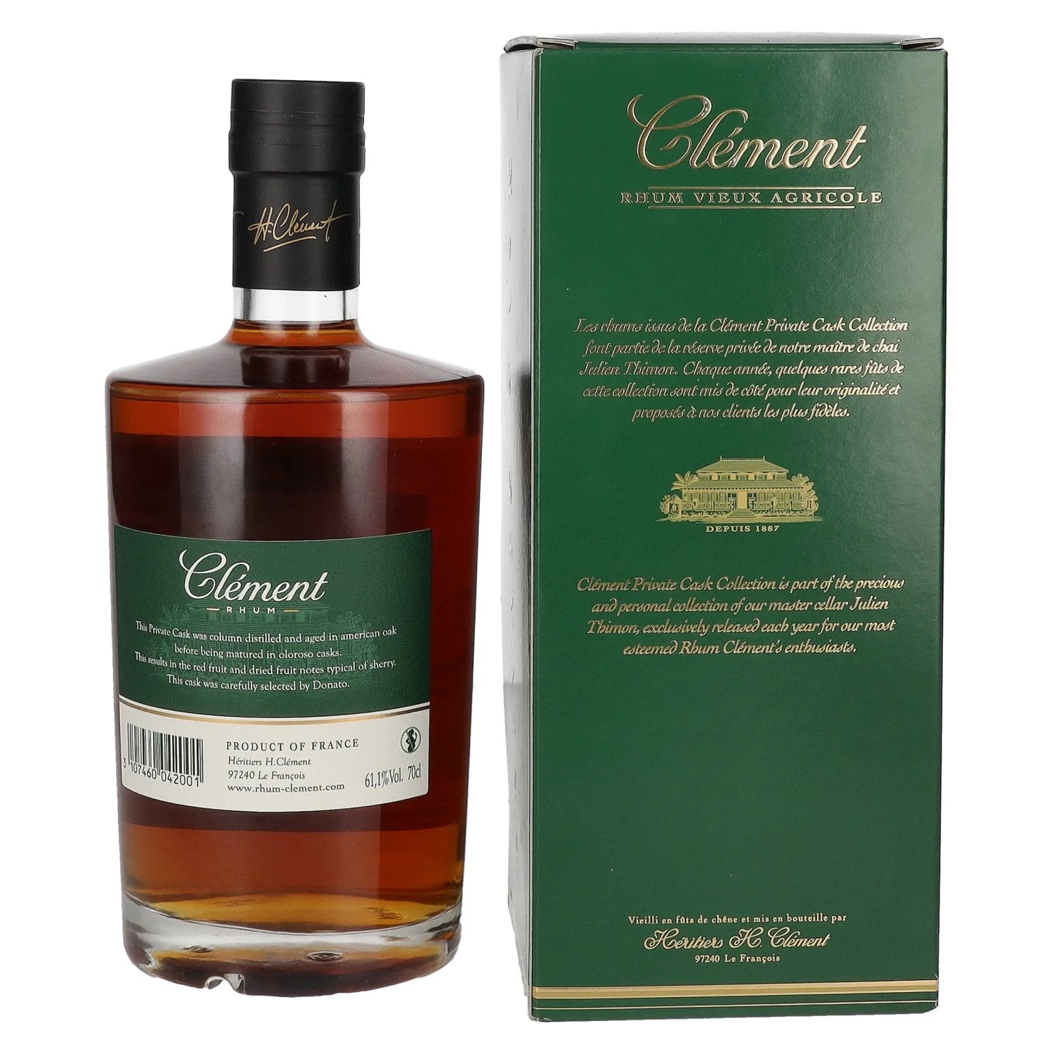 Clément Rhum Vieux Agricole PRIVATE CASK Oloroso 61,1% Vol. 0,7l in gift box