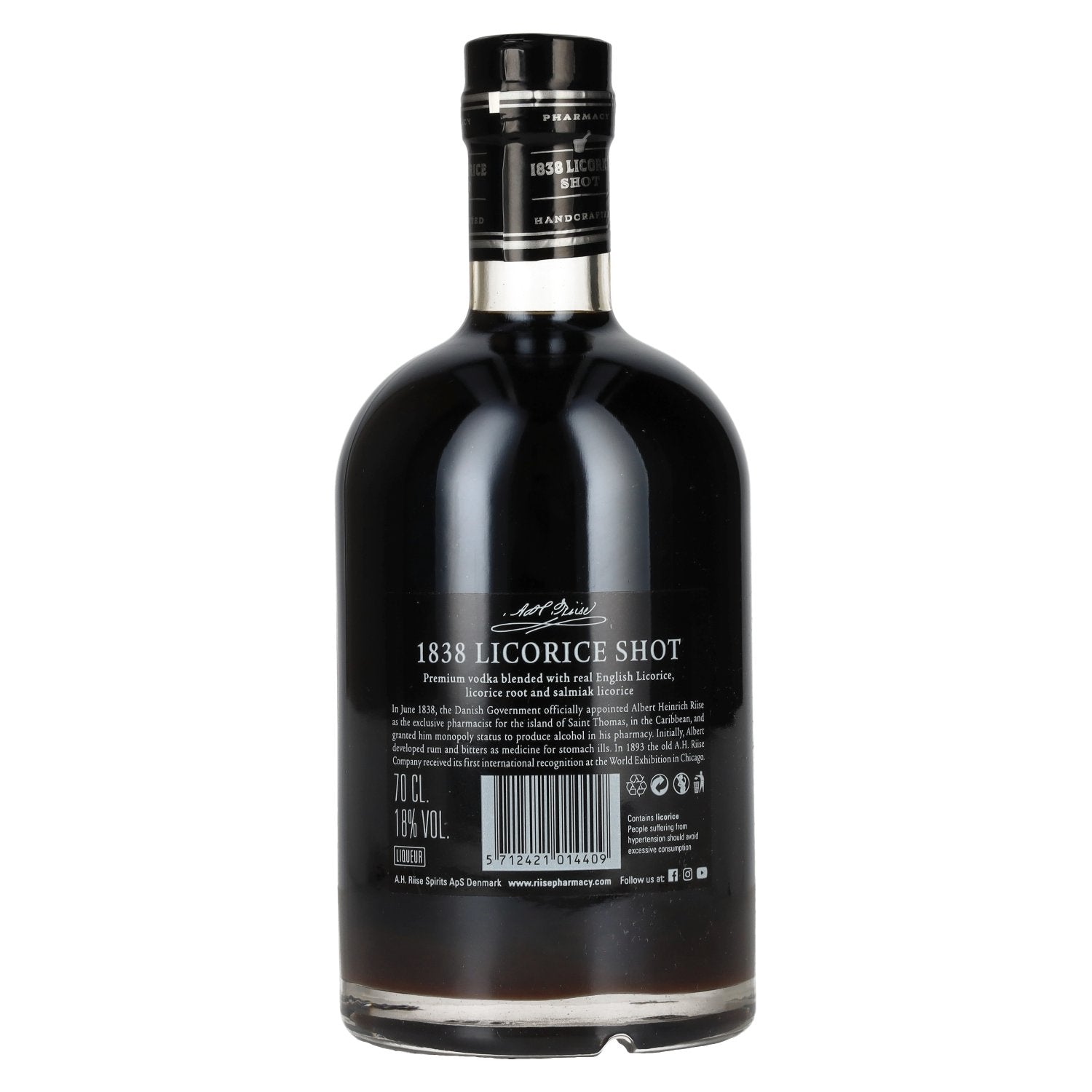 Old St. Croix A.H. Riise Pharmacy Liquorice SHOT 18% ABV 0.7l