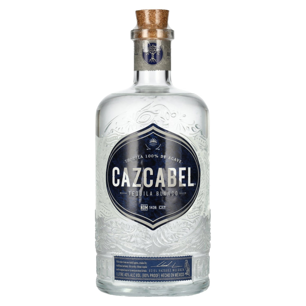 Cazcabel Tequila BLANCO 100 % d'agave, 40 % vol., 1 l