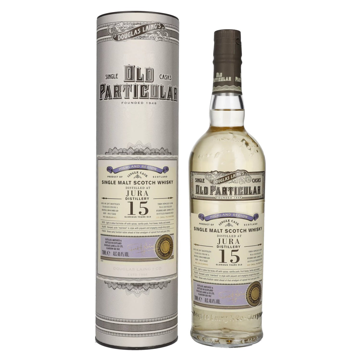Douglas Laing OLD PARTICULAR Jura 15 Years Old Single Cask Malt 2008 48,4% Vol. 0,7l en coffret cadeau