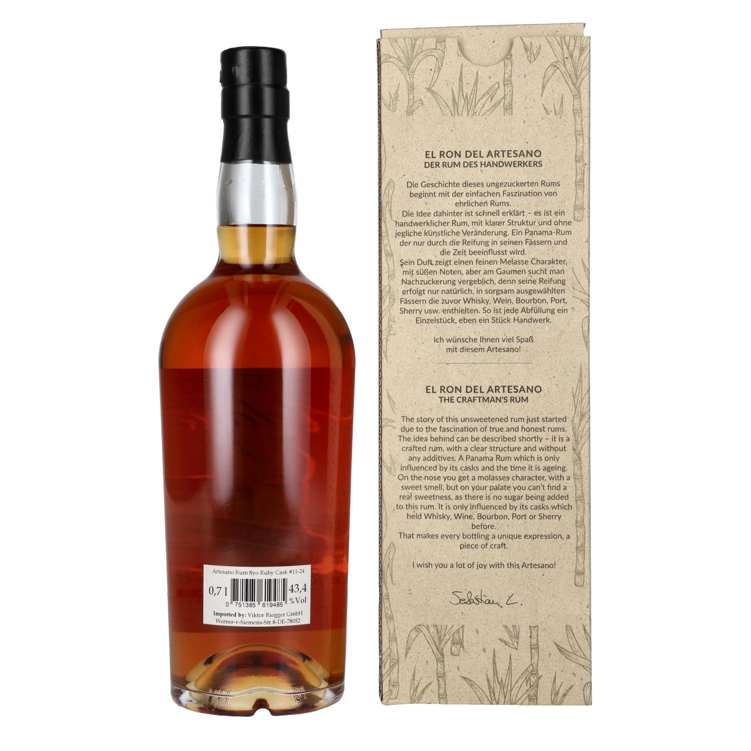 El Ron del Artesano 8 Años Ruby Port Cask Finish Panama Rum 43,4% vol. 0,7l en boîte cadeau