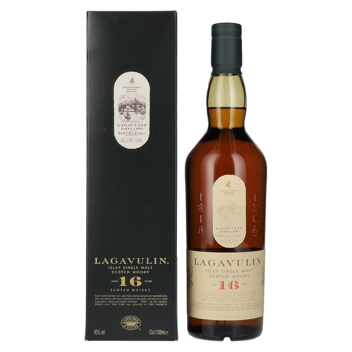 Lagavulin 16 Years Old Single Malt Whisky 43% Vol. 0,7l en boîte cadeau