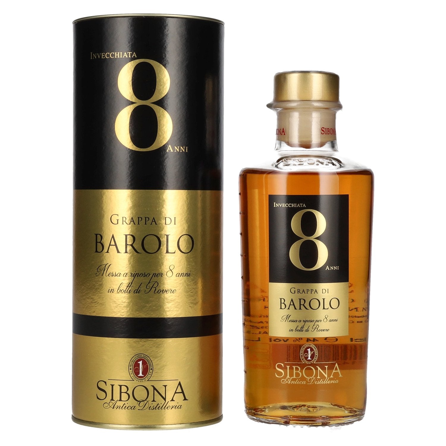 Sibona 8 Anni Invecchiata Grappa di BAROLO 44% Vol. 0,5l in gift box