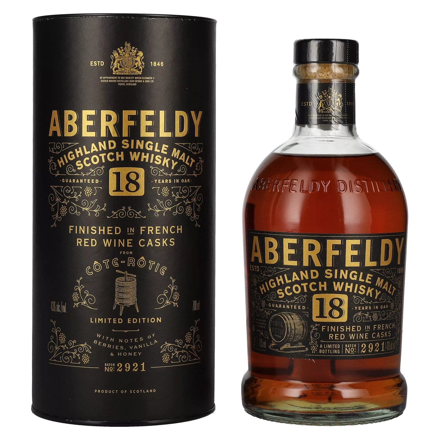 Aberfeldy 18 Years Old Red Wine Casks CÔTE RÔTIE 43% Vol. 0,7l in gift box