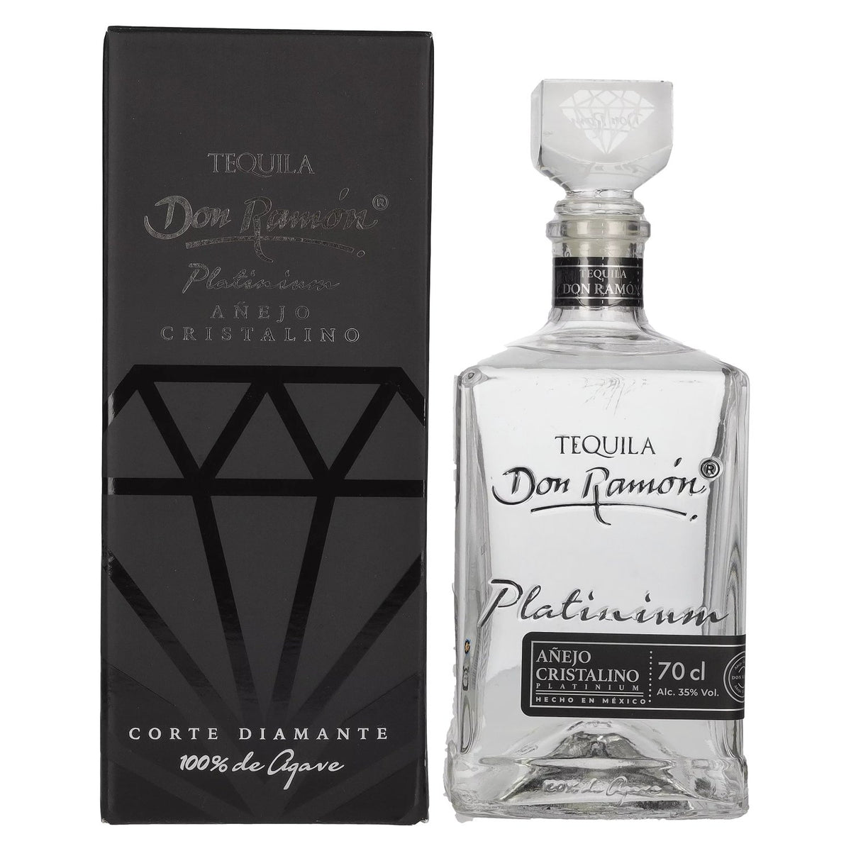 Don Ramón Platinum Añejo Cristalino 100% Agave 35% Vol. 0,7l in gift box