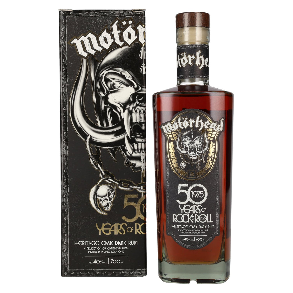 Motörhead 50 Years of Rock &amp; Roll Heritage Cask Dark Rum 40% ABV 0.7l in a gift box