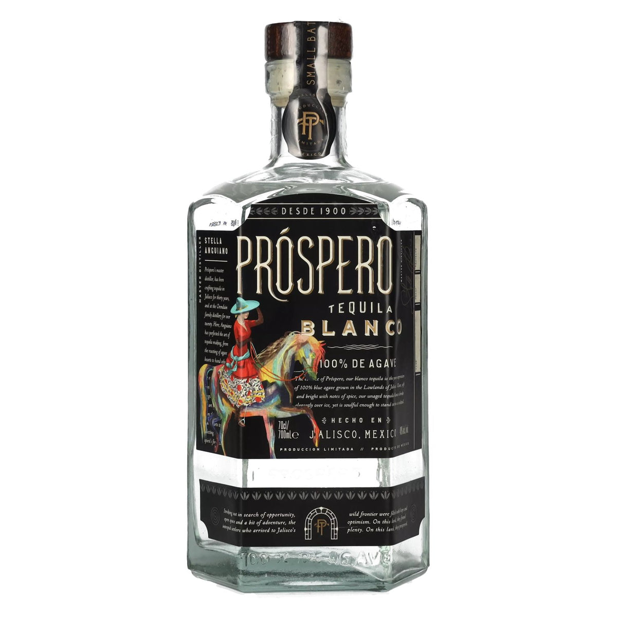 Tequila Próspero Blanco 100 % d'agave par Rita Ora, 40 % vol., 0,7 l