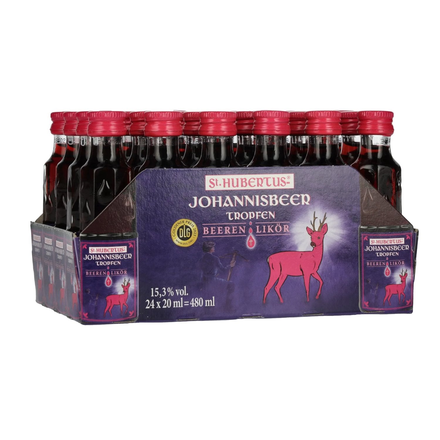 St. Hubertus JOHANNISBEER Tropfen Beeren-Likör 15,3% Vol. 24x0,02l