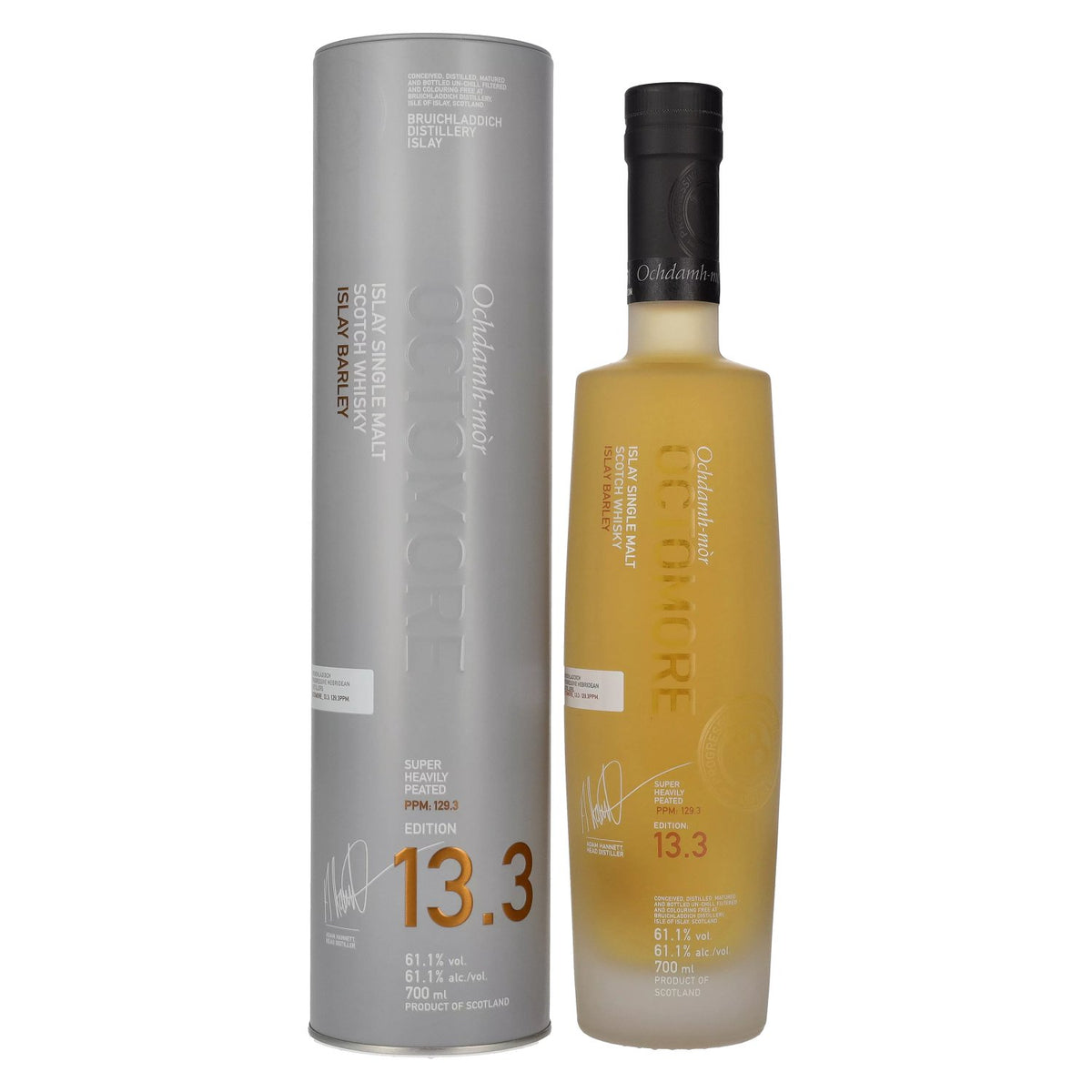 Octomore EDITION : 13.3 Super Heavily Peated Islay Barley 2022 61,1 % vol. 0,7 l dans une boîte en fer-blanc