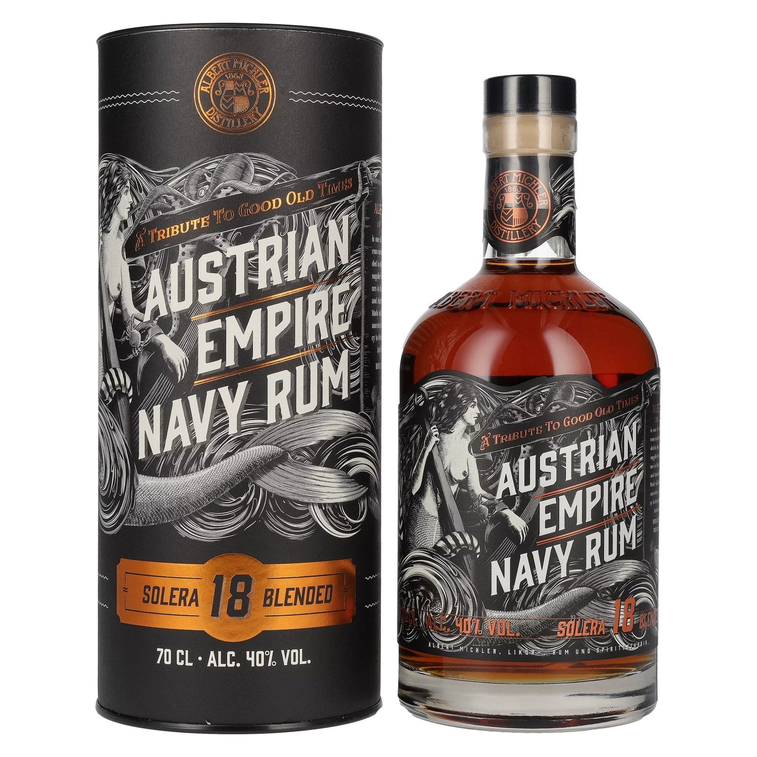 Austrian Empire Navy Rum 18 Solera Blended 40% Vol. 0,7l en boîte cadeau