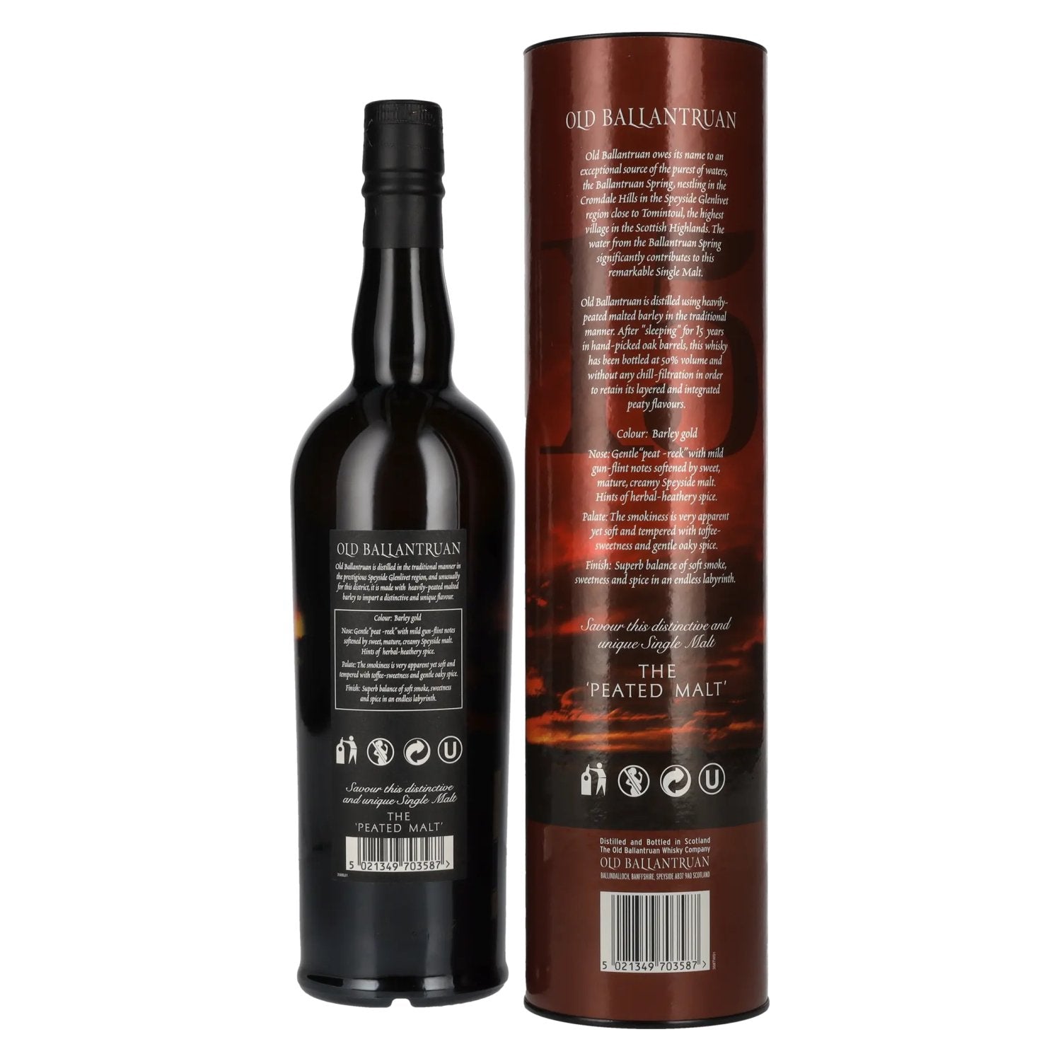 Old Ballantruan 15 Years Old The Peated Malts Single Malt Scotch Whisky 50% Vol. 0,7l in gift box