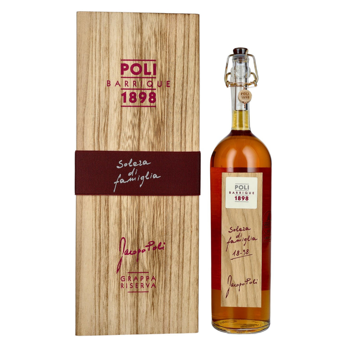 Poli Grappa Barrique 1898 Solera di Famiglia 55% vol. 0,7l en caisse bois