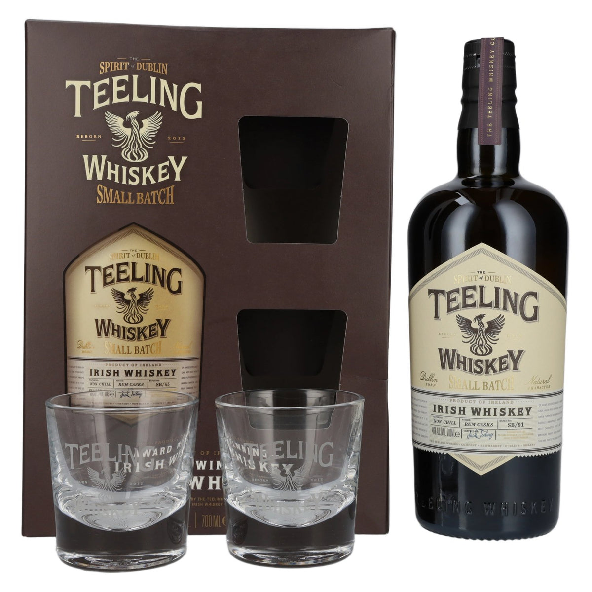 Teeling Whiskey SMALL BATCH Irish Whiskey Rum Cask 46% Vol. 0,7l in Geschenkbox mit 2 Gläsern