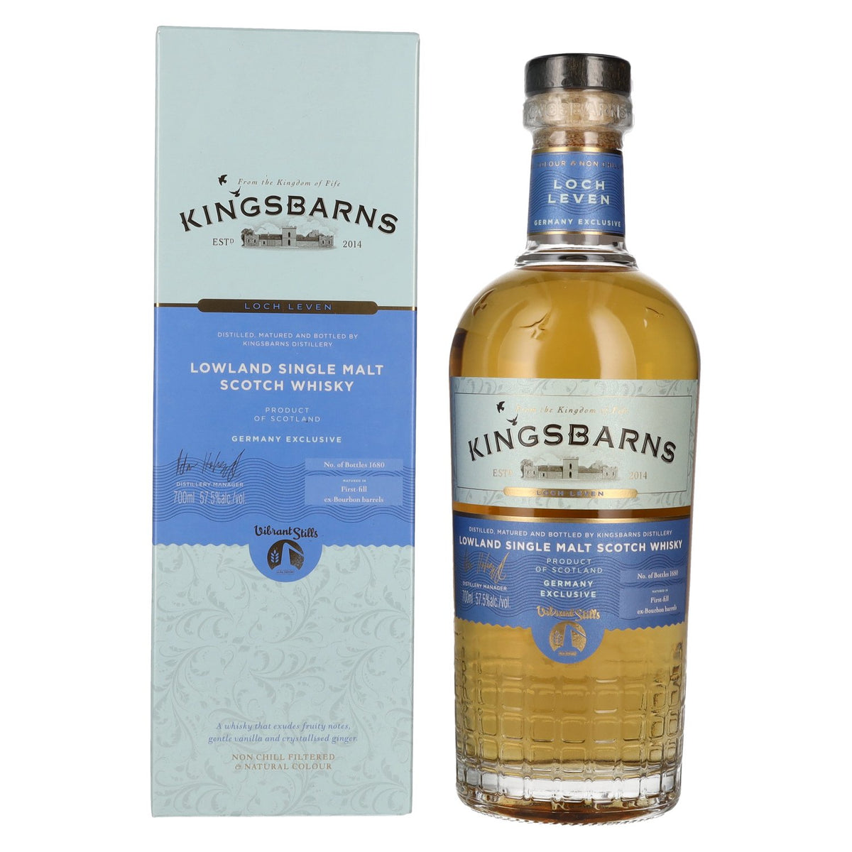 Kingsbarns LOCH LEVEN Lowland Single Malt Scotch Whisky 57,5% Vol. 0,7l en boîte cadeau