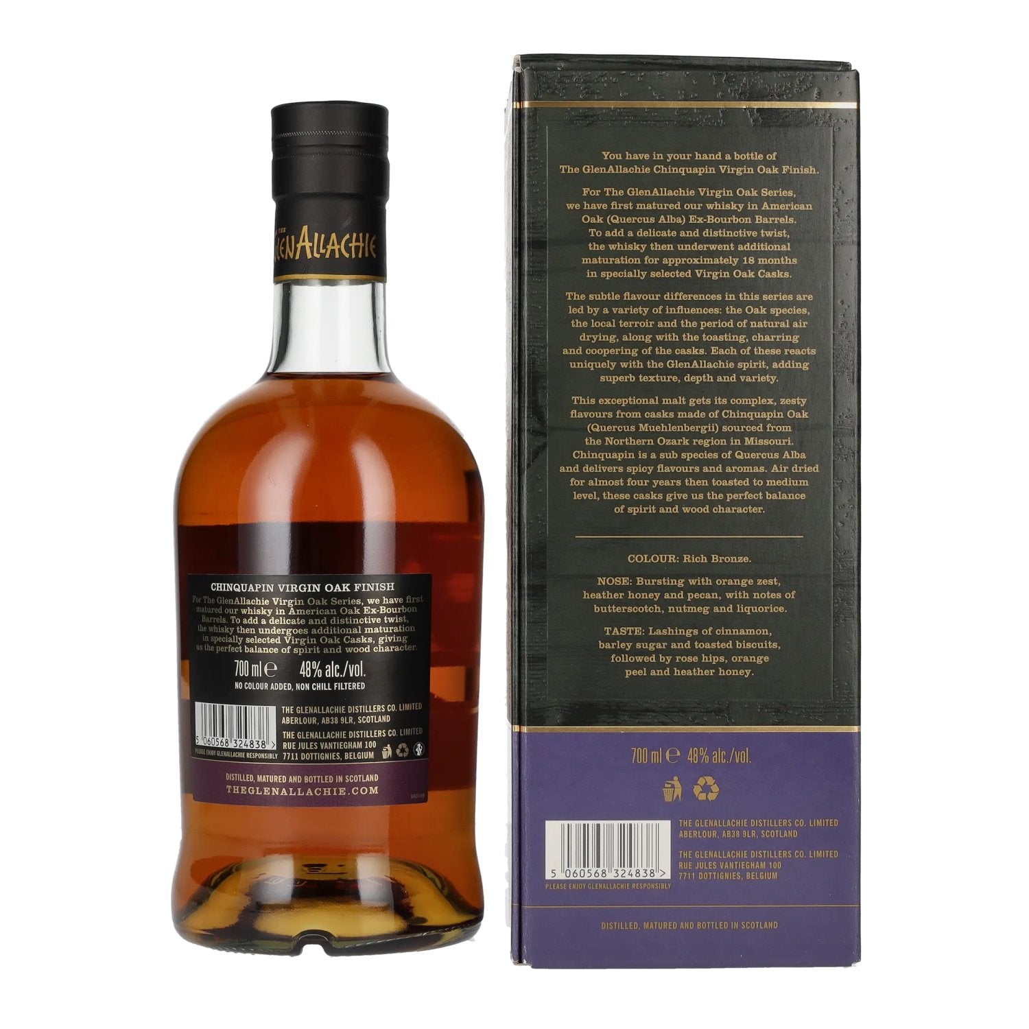 The GlenAllachie 10 Years Old CHINQUAPIN VIRGIN OAK FINISH 48% vol. 0,7l en boîte cadeau