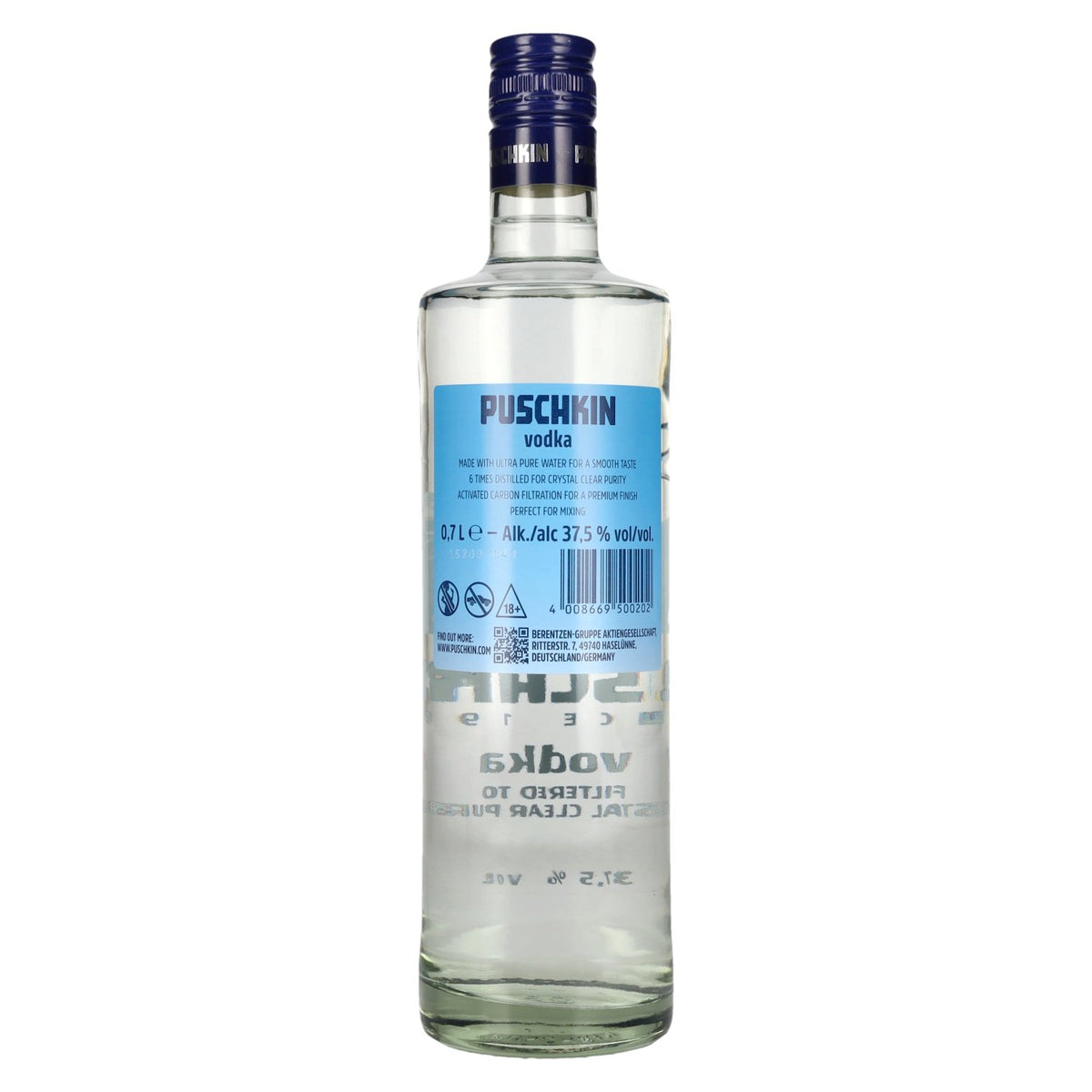Vodka Puschkin filtrée à la glace, 37,5 % vol., 0,7 l