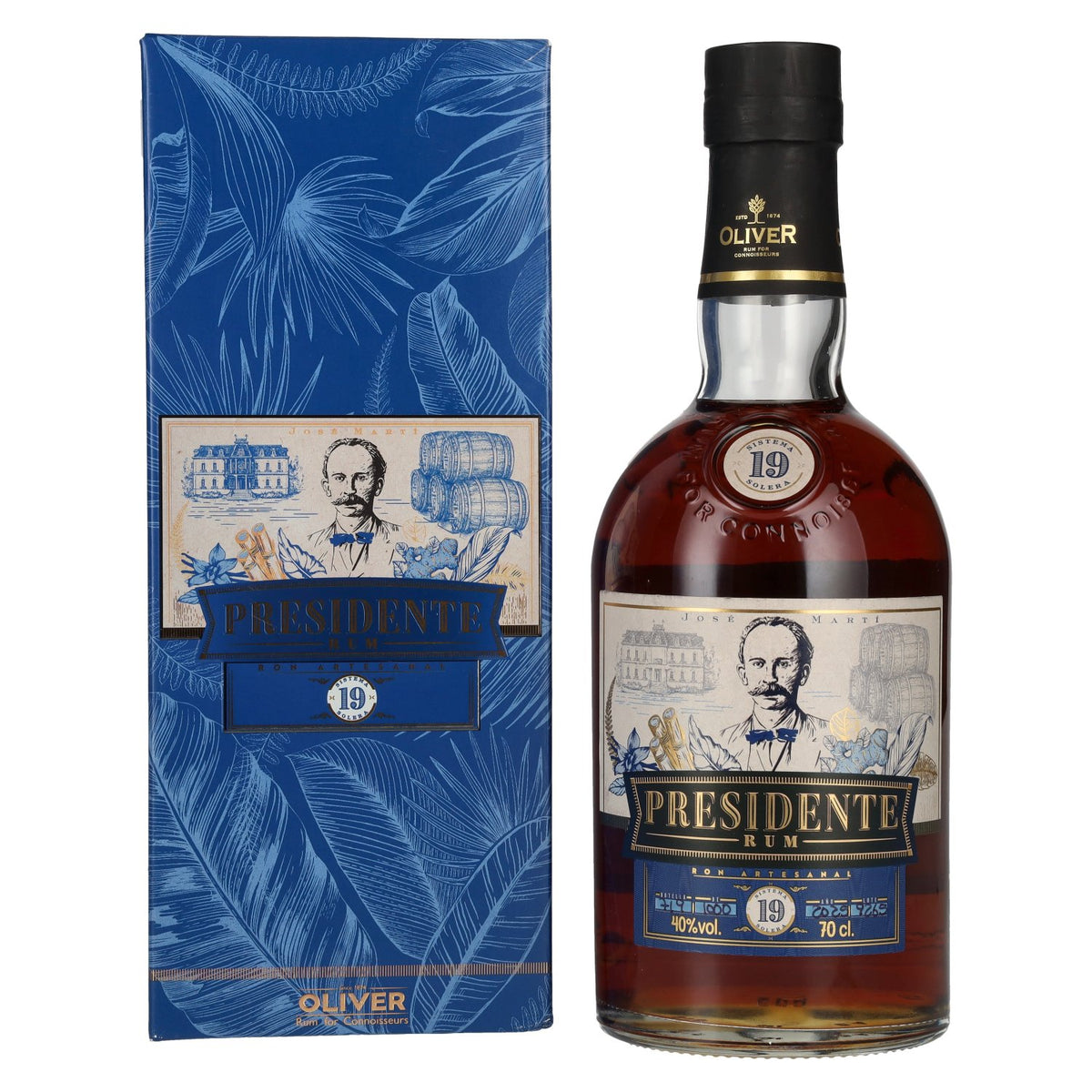 Presidente Marti 19 Solera 40% ABV 0.7l in a gift box