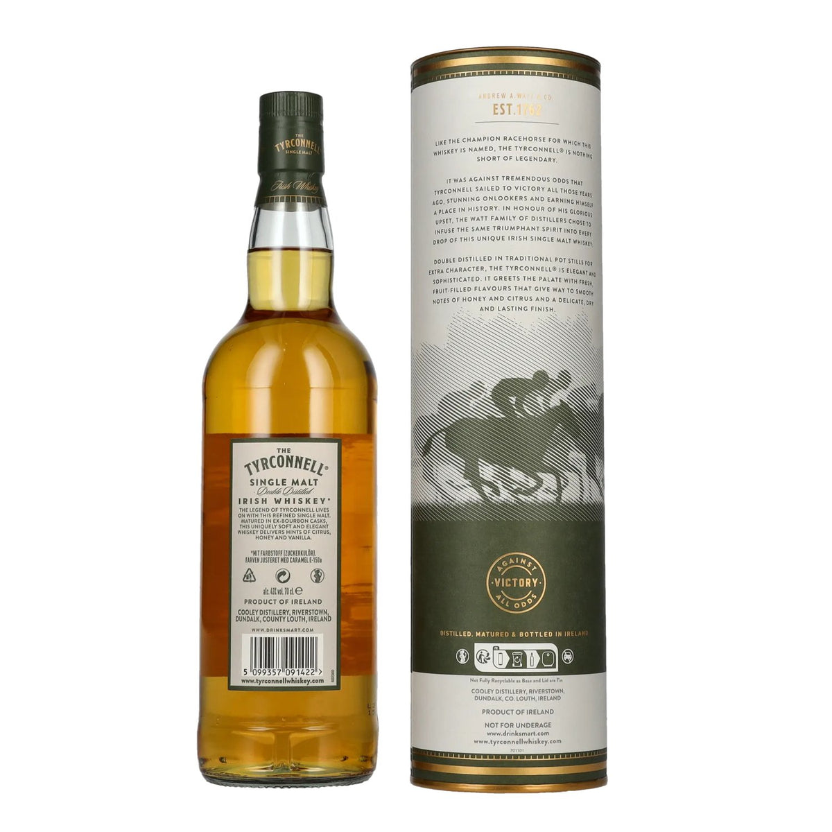The Tyrconnell Single Malt Irish Whiskey 43% ABV, 0.7 litres, in a gift box