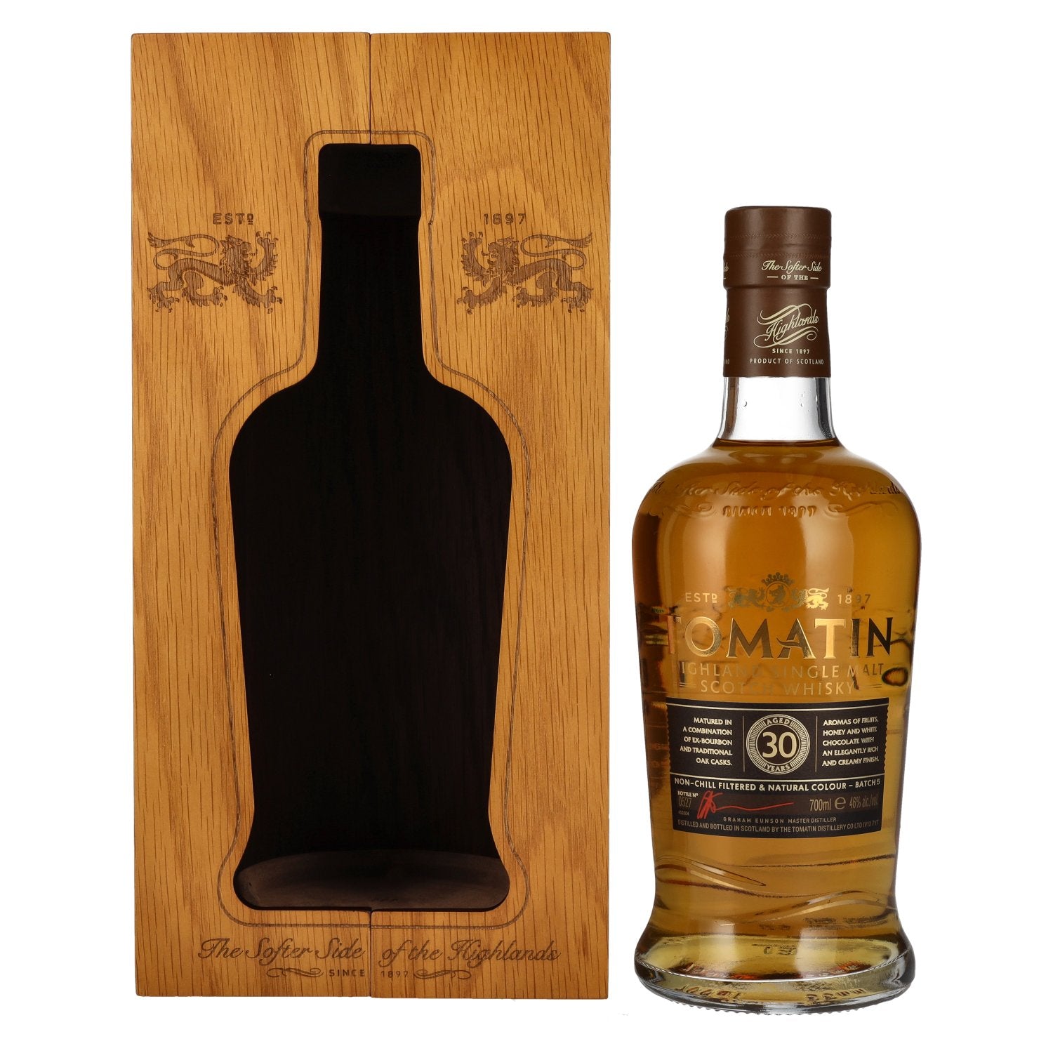 Tomatin 30 Years Old Highland Single Malt Scotch Whisky 46% Vol. 0,7l dans une caisse en bois