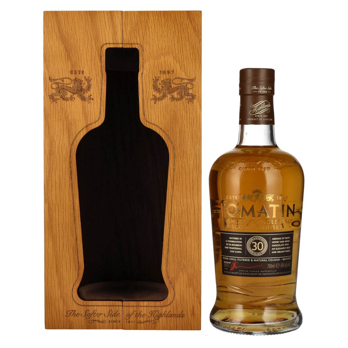 Tomatin 30 Years Old Highland Single Malt Scotch Whisky 46% Vol. 0,7l dans une caisse en bois