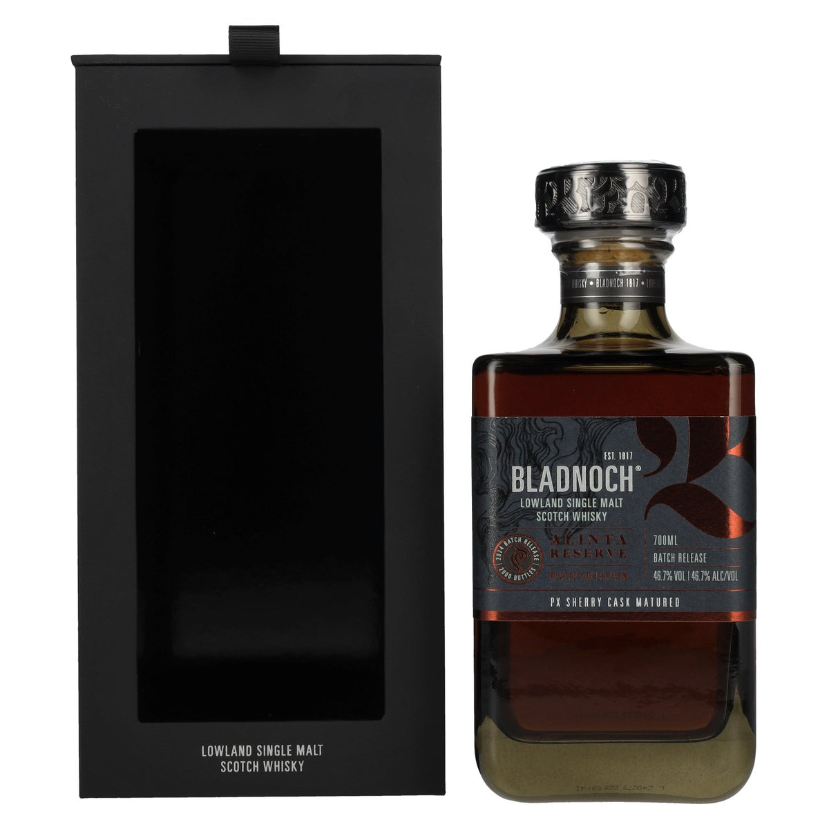 Bladnoch ALINTA RESERVE Lowland Single Malt Scotch Whisky PX Sherry Cask 2024 46.7% ABV 0.7 l in a gift box
