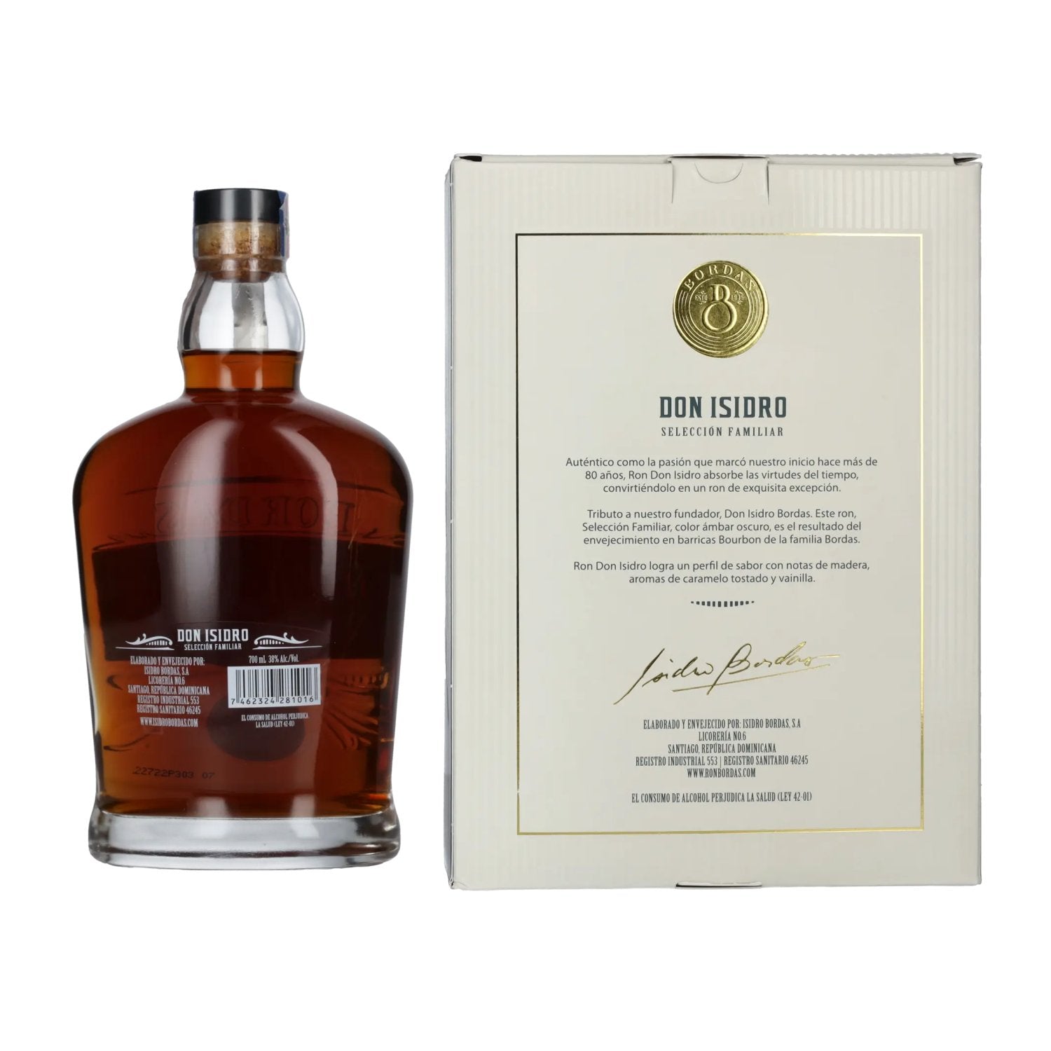 Don Isidro Selección Familiar Ron Dominicano 38% Vol. 0,7l in Geschenkbox