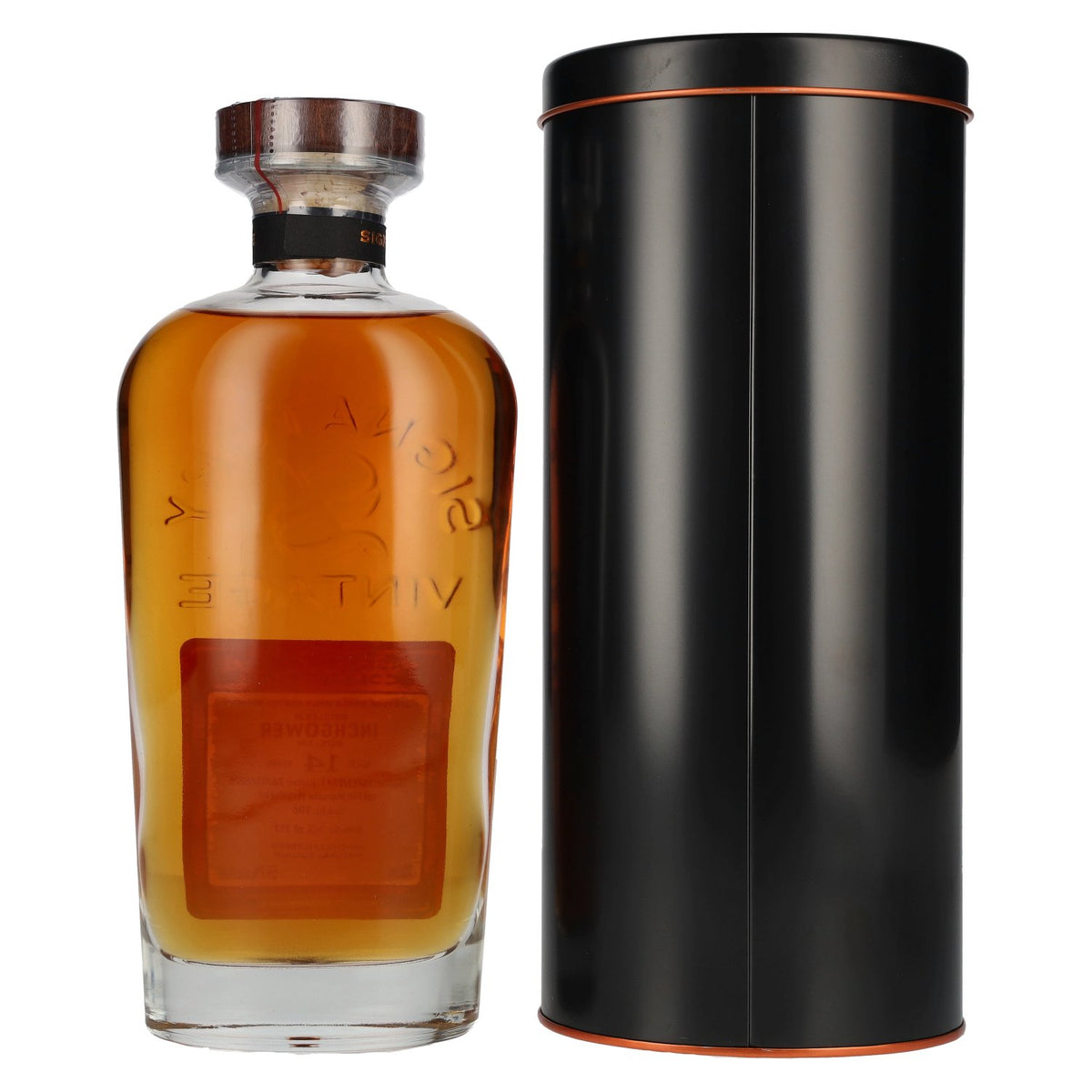 Signatory Vintage Inchgower 14 ans d'âge, premier remplissage en fût de Marsala, brut de fût n° 106, 2011, 59,7 % vol., 0,7 l dans une boîte en fer-blanc