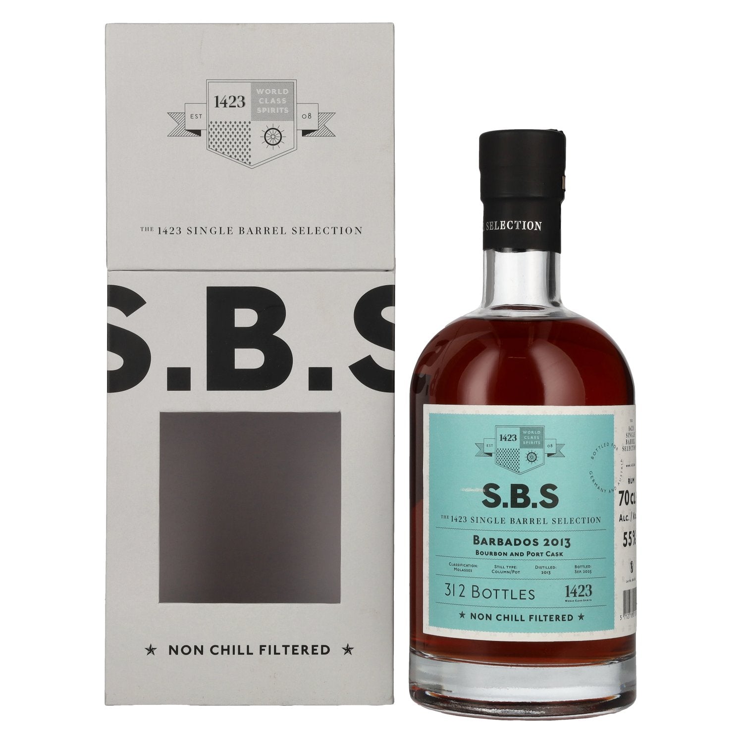 1423 S.B.S BARBADOS Bourbon and Port Cask 2013 55% Vol. 0,7l in Geschenkbox