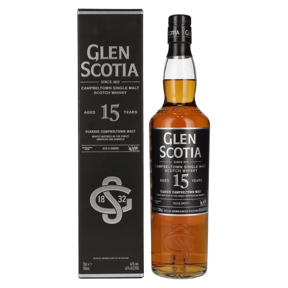 Glen Scotia 15 Years Old Single Malt Scotch Whisky 46% Vol. 0,7l en boîte cadeau