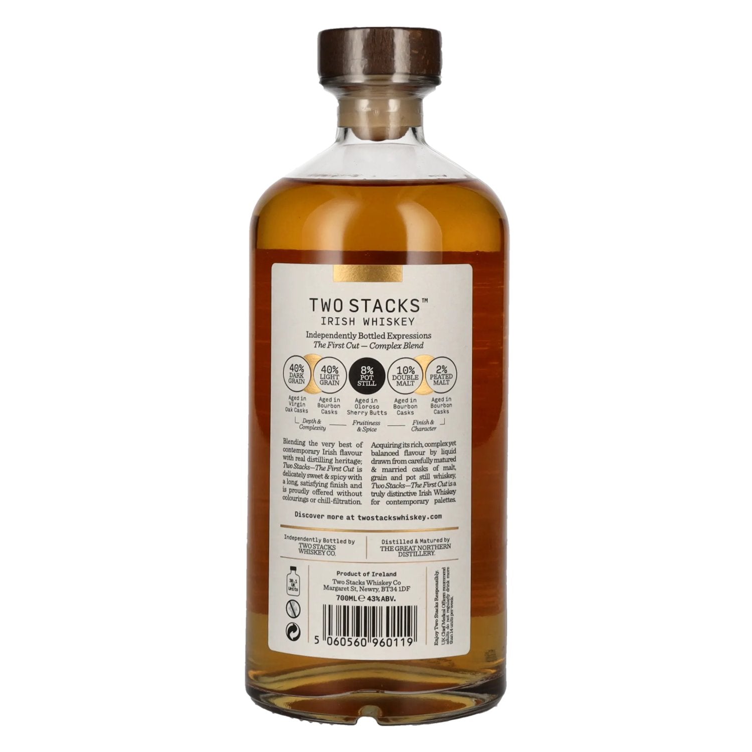 Two Stacks THE FIRST CUT Irish Whiskey 43% Vol. 0,7l