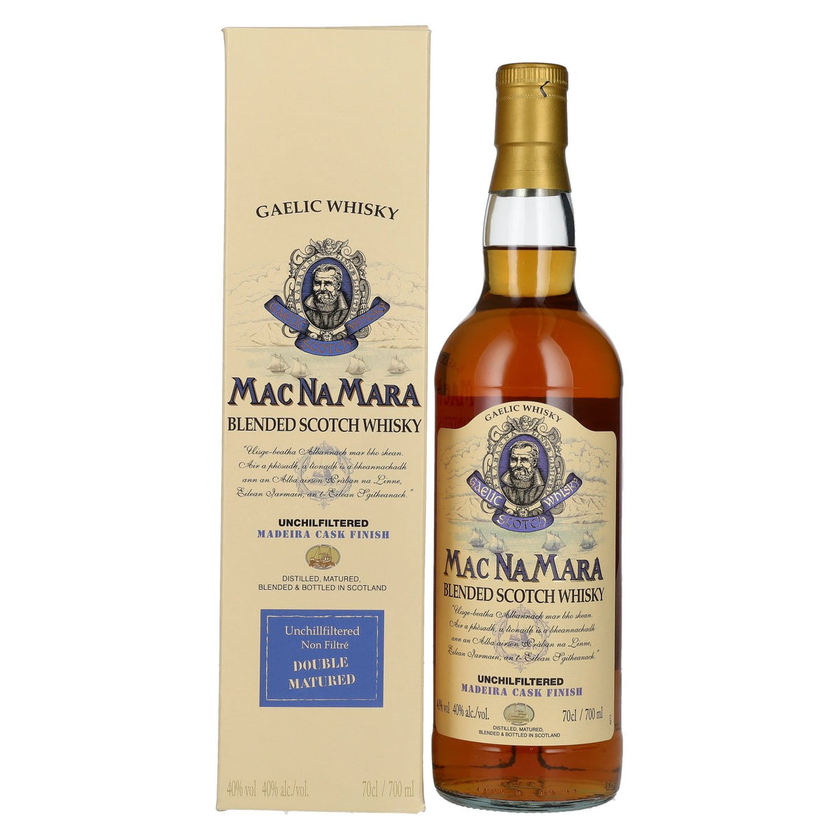 Gaelic Whisky MACNAMARA Madeira Cask Finish Blended Scotch Whisky 40% Vol. 0,7l en boîte cadeau