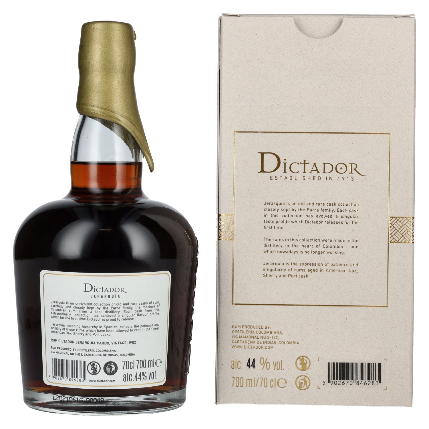 Dictador JERARQUÍA 38 Years Old PARDO Rum 1982 44% Vol. 0,7l in Geschenkbox